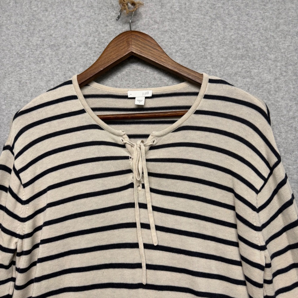 J. Jill Sweater‎ Top Womens S Navy Striped Pullover Nautical Minimalist Coastal - Picture 11 of 12